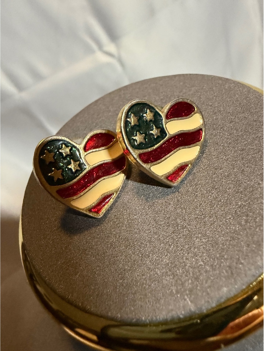 American flag heart stud earrings